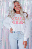 Sweat-shirt décontracté blanc à slogan BEACH BABE et graphique