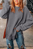 Green Drop Shoulder Ribbed Trim Oversized Sweatshirt