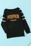 Leopard PUMPKIN SEASON Graphic Ripped Sleeve Sweatshirt