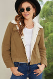 Gray Corduroy Sherpa Snap Button Flap Jacket