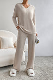 Black Plain Ribbed Loose Fit Two Piece Lounge Set