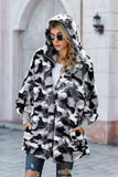 Camo Print Soft Fleece Hooded Open Front Coat