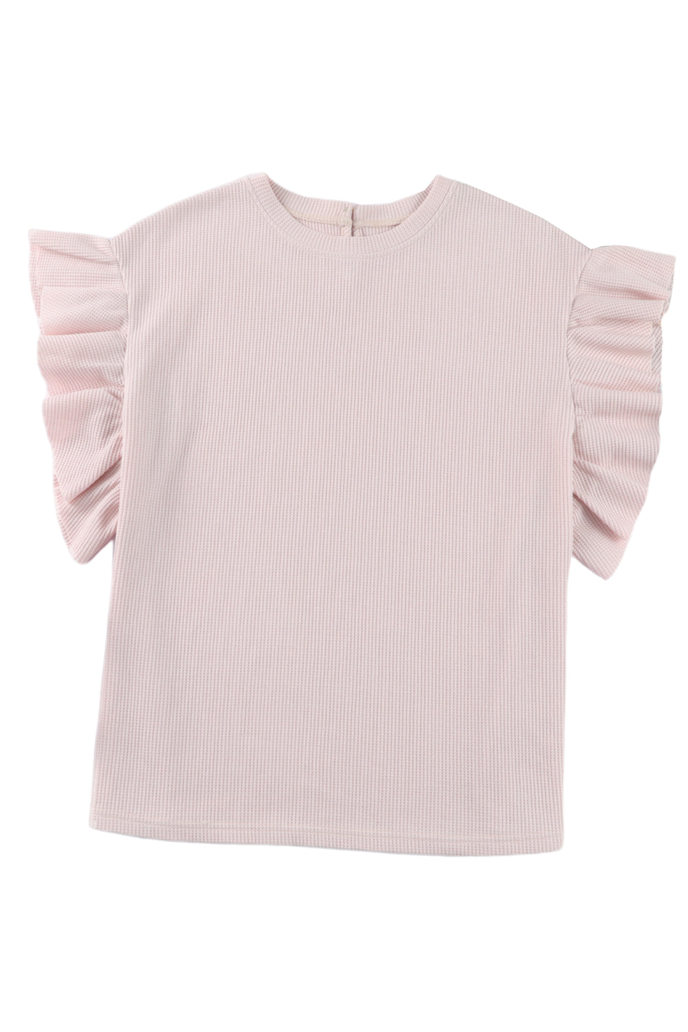 Ruffle Sleeve Waffle Knit Top