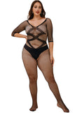 Plus Size Fishnet Short Sleeve Crotchless Bodystockings