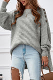 Buttoned Drop Shoulder Oversized Sweater