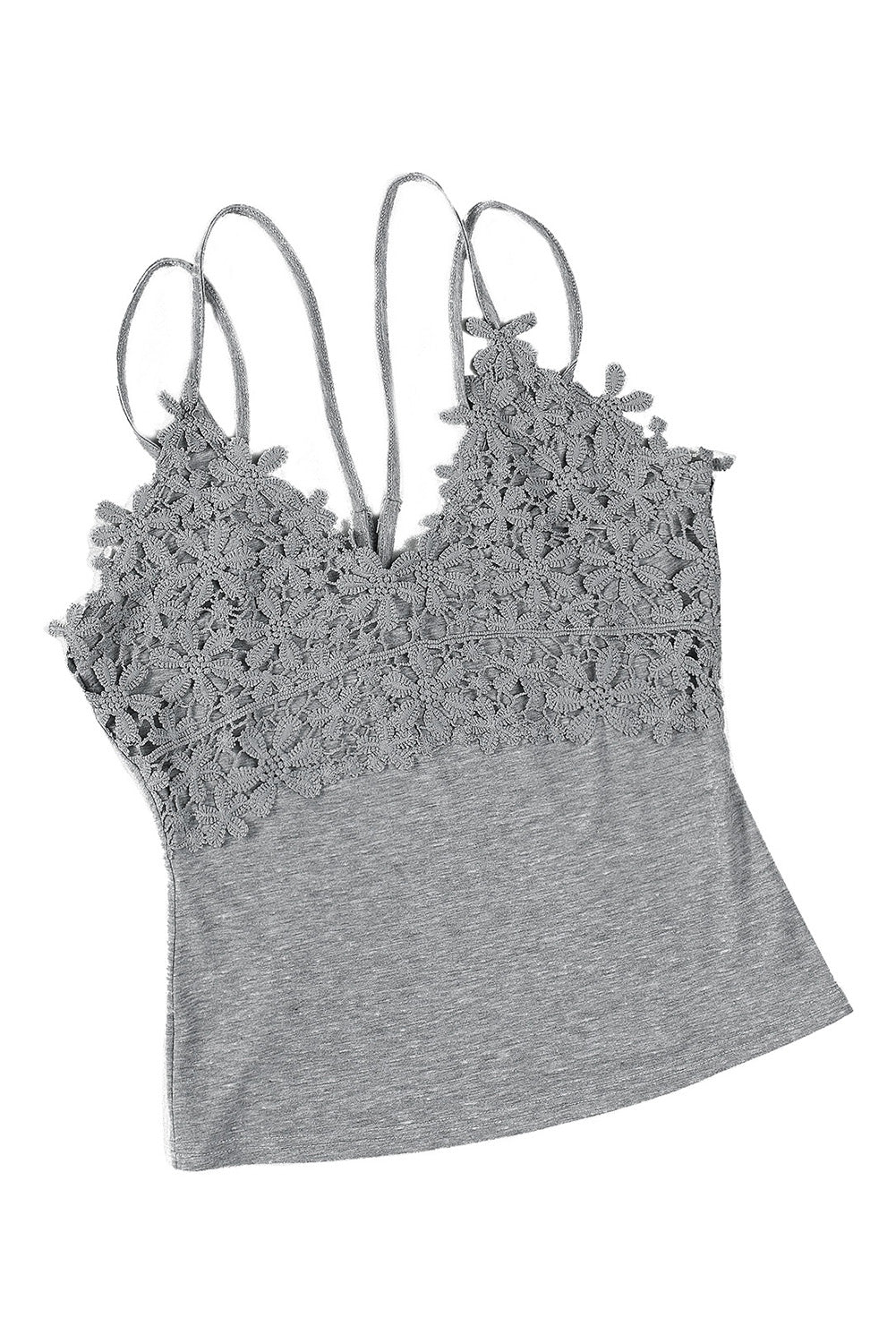 Lace Overlay Strappy Hollow-out Tank Top