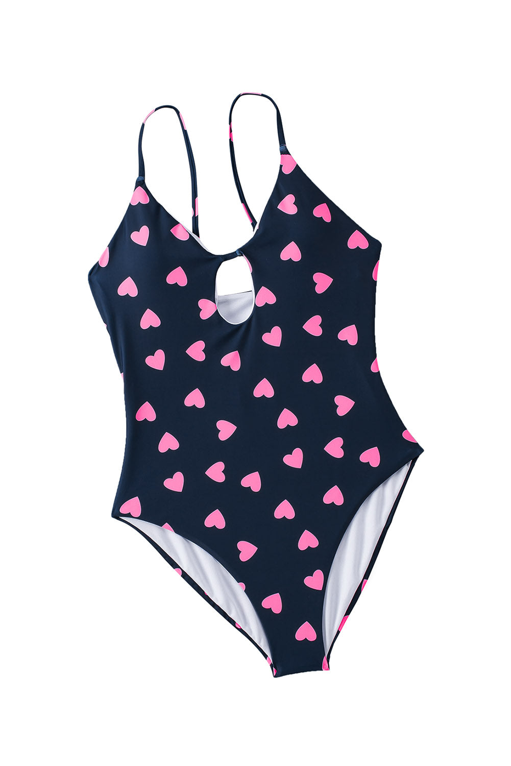 Sweet Heart Print Cut out Backless One-piece Swimwear