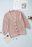 Buttoned Front Drop Shoulder Knitted Cardigan