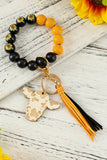 Sunflower Beading Cow Pendant Tassel Keychain