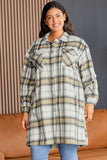 Plus Size Plaid Pocketed Side Slit Shacket