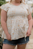 Ruffled Floral Print Plus Size Top