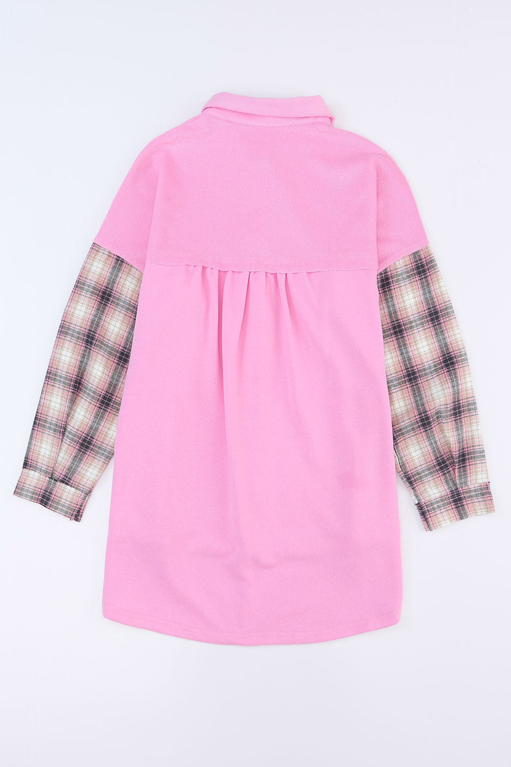 Plaid Patchwork Chest Pockets Oversized Shirt Jacket