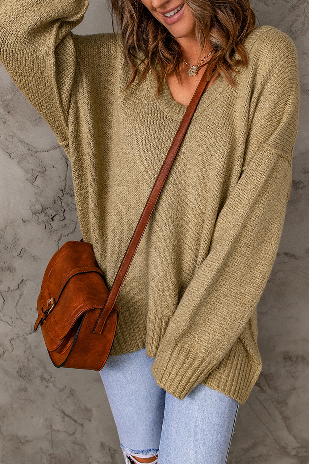 Ribbed Trim Oversize Sweater