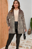 Print Open Front Plus Size Cardigan