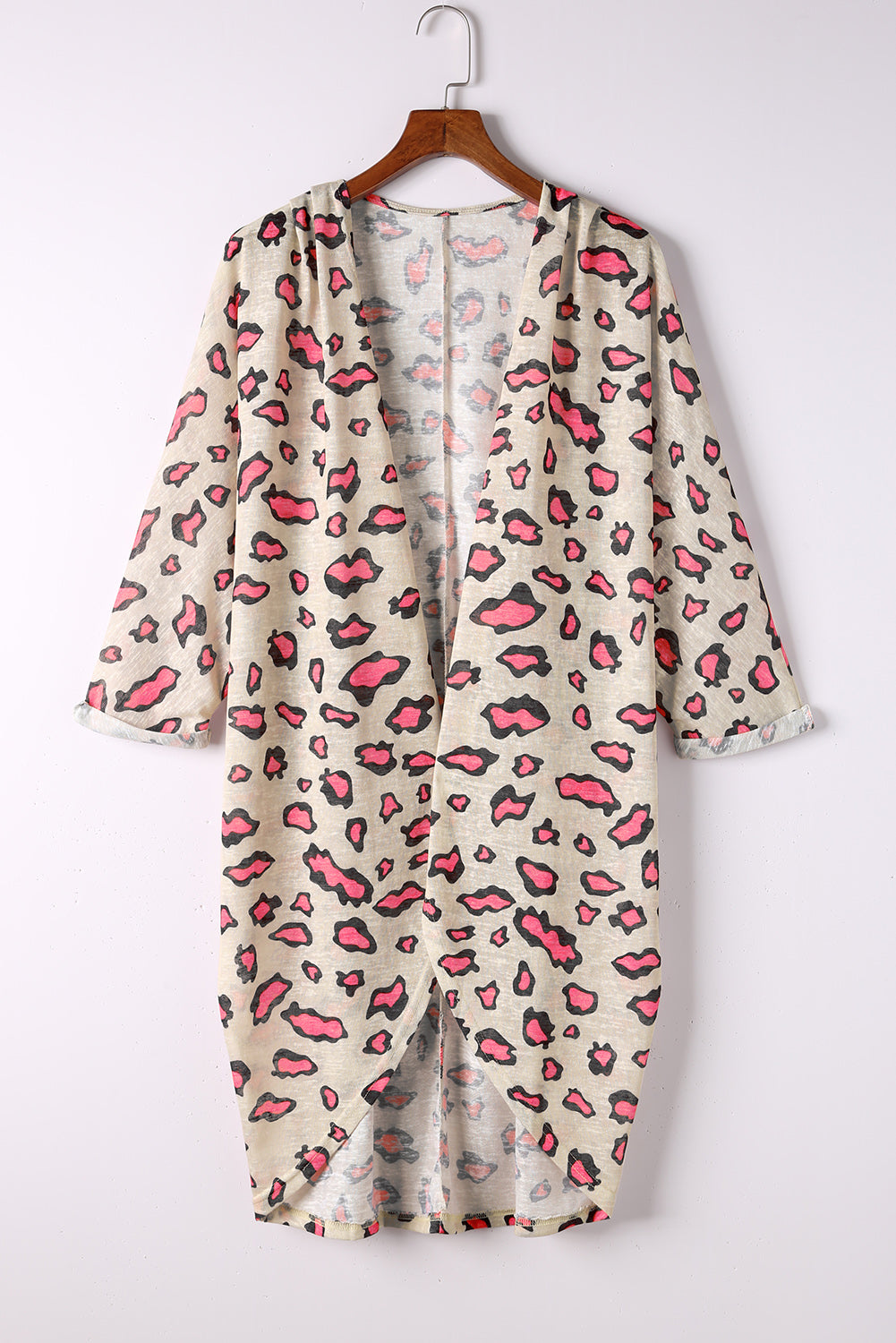 Print Open Front Long Sleeve Kimono