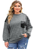 Sequin Patchwork Long Sleeve Plus Size Top