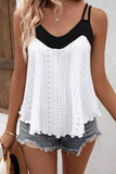 Two Tone Splicing Eyelet Textured Tank Top