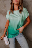 Gradient Color Short Sleeve T-Shirt with Pocket