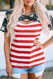 Contrast American Flag Cutout T-Shirt