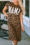 MAMA Letter Print Slit T-Shirt Dress