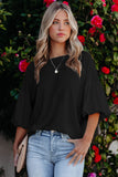 Joint Bubble Sleeve Round Neck Blouse