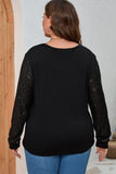 Sequin Contrast Long Sleeve Plus Size Top