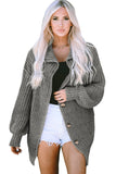 Cardigan surdimensionné gris avec poches et col rabattu 