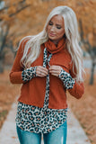 Leopard Patchwork Cowl Neck Knit Top