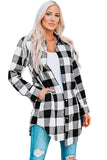 Brown Turn-down Collar Plaid Shirt Coat