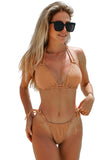 Conch Tasseled Dual Straps Halter Bikini with Ties