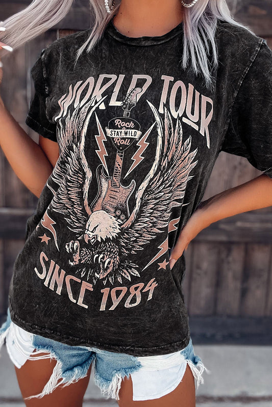 WORLD TOUR Graphic Print Mineral Washed Tee