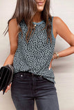 Red Leopard Print Round Neck Tank Top