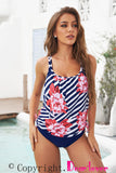 Pink Printed Lined Tankini Swimsuit