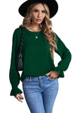 Crew Neck Ruffle Bubble Sleeve Top