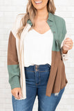 Colorblock Raw Edge Plus Size Shirt