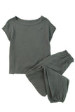 Crinkled Texture Tee and Jogger Pants Set