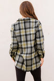 Oversize Rounded Hem Plaid Shacket with Slits