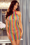 Rainbow Fishnet Halter Neck Chemise