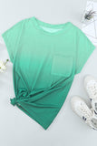 Gradient Color Short Sleeve T-Shirt with Pocket