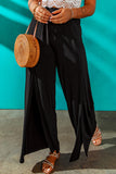 Side Slit Wide Leg Mid Waist Pants