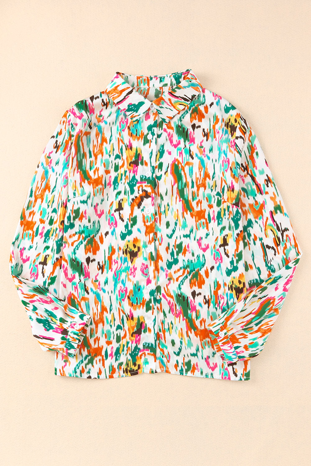 Abstract Print Button Up Long Sleeve Shirt