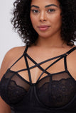 Bralette noire à bretelles croisées en dentelle grande taille