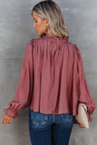 Frilled Neck Ruffled Long Sleeve Blouse