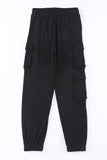 Pantalon de jogging noir à cordon de serrage avec poches cargo