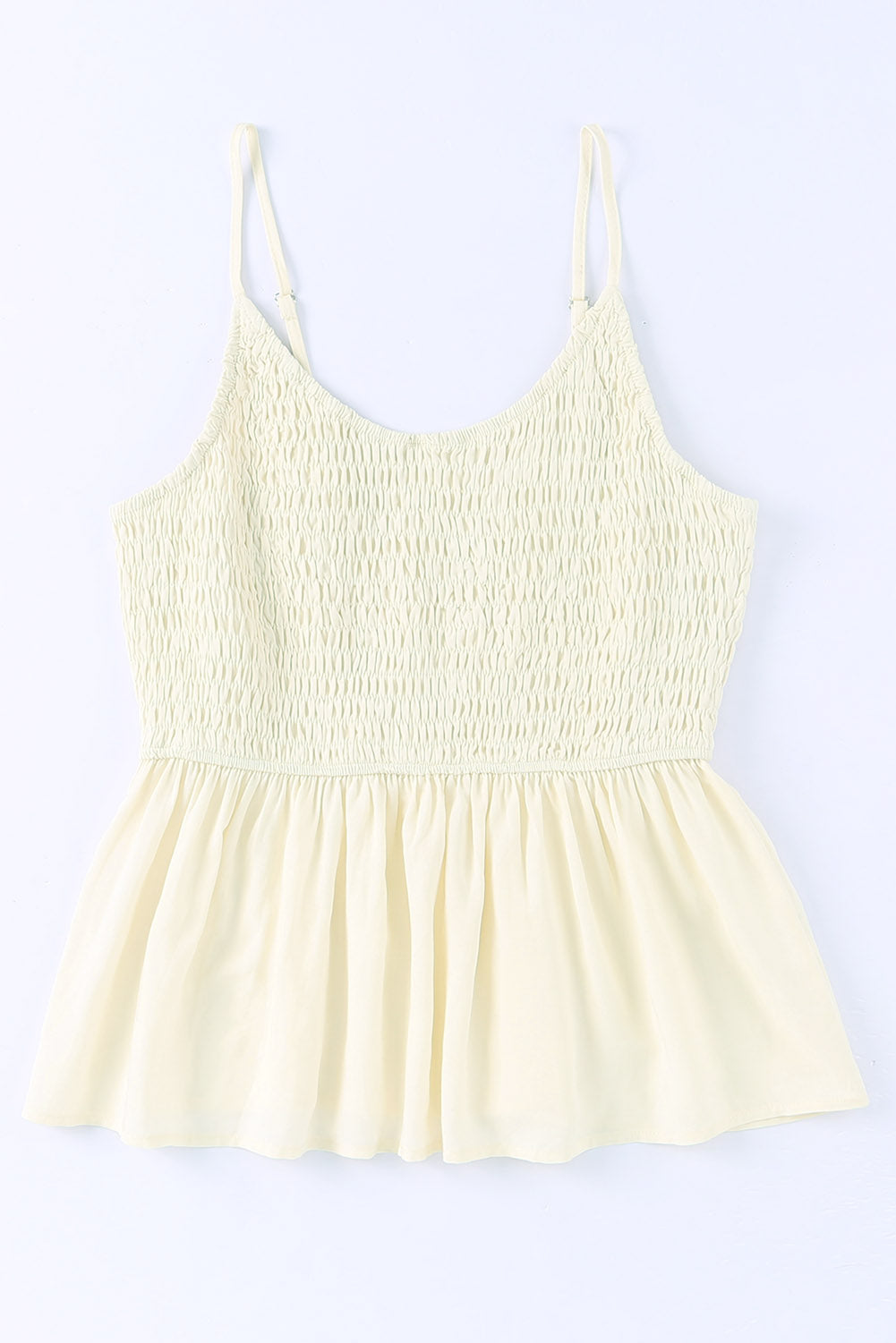 Ruffled Smocked Adjustable Straps Sleeveless Top