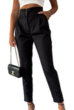 Black Button High Waist Tapered Pants