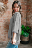 Light Grey Exposed Seam Chest Pocket Split Loose T Shirt