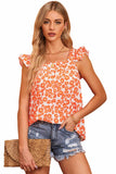 Floral Print Square Neck Ruffle Tank Top