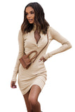 Long-Sleeve Henley Mini Bodycon Dress