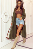 Green Lightweight Long Sleeve Open Front Duster Cardigan